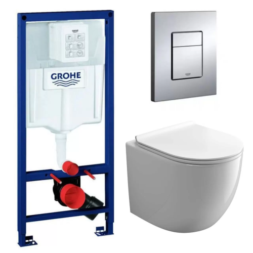 Система инсталляции для унитазов Grohe Rapid SL 38772001 3 в 1 с кнопкой смыва