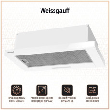 Встраиваемая вытяжка Weissgauff Hide 600 White Glass Встраиваемая вытяжка Weissgauff Hide 600 White Glass