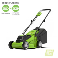 Газонокосилка аккумуляторная GreenWorks G24LM32K2 (2509607VA)