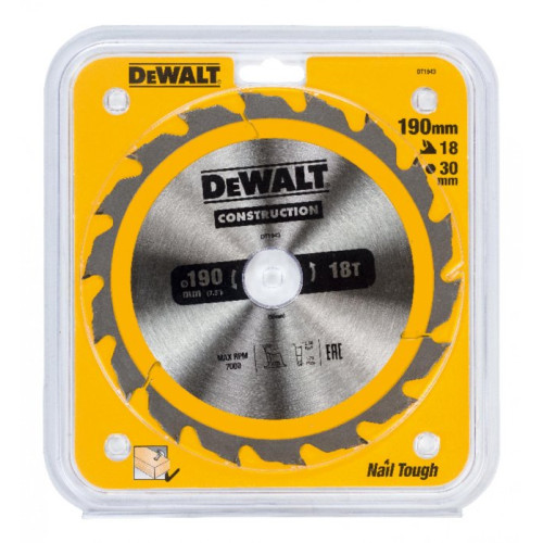 Пильный диск DeWalt CONSTRUCT 190х30 мм 18 ATB DT1943-QZ