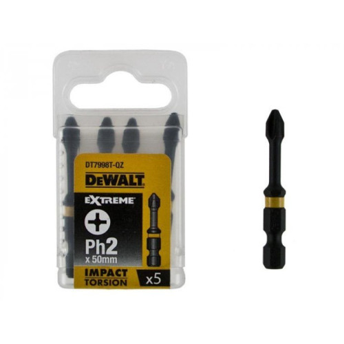 Биты ударные DeWalt IMPACT Torsion Ph2 50мм 5 шт DT7998T-QZ
