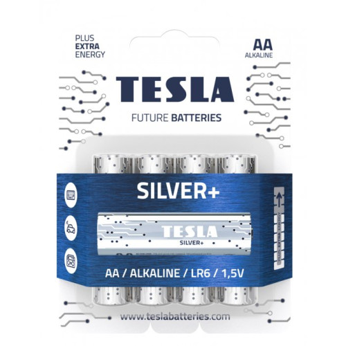 Щелочные батареи TESLA Silver AA+ 4ks