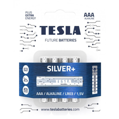 Щелочные батареи TESLA Silver AAA+ 4ks