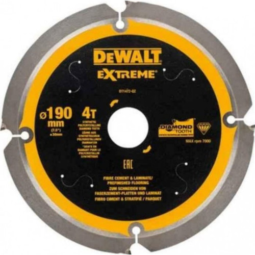 Пильный диск по фиброцементу DeWalt 190х4тх30 мм Extreme DT1472-QZ