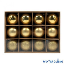Набор ёлочных шаров Winter Glade 12 шт золотой микс 8012G001